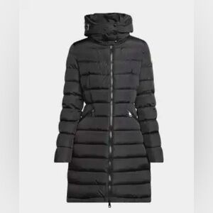 Moncler Flammette Hooded Long Down Jacket Size 5